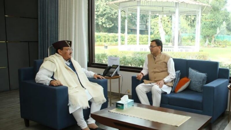 सीएम धामी ने की जे. पी नड्डा से मुलाकात, जन्मदिन की दी शुभकामनाएं