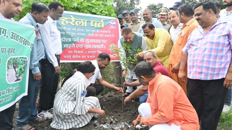 कृषि मंत्री गणेश जोशी ने हरेला पर्व पर पंतनगर विश्वविद्यालय परिसर में लगाया फलदार वृक्ष,हरित क्रांति की भूमि पर मंत्री गणेश जोशी ने हरेला पर्व पर पौधा रोपण कर प्रकृति के संवर्धन का दिया संदेश।