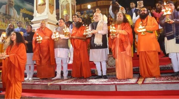 परमार्थ निकेतन पहुंचे केन्द्रीय गृह मंत्री अमित शाह, गंगा आरती में किया प्रतिभाग