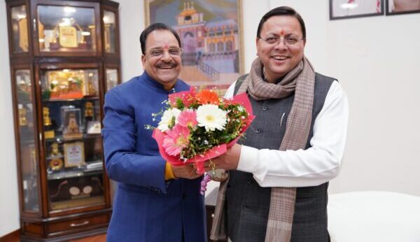 मुख्यमंत्री पुष्कर सिंह धामी से केन्द्रीय राज्य मंत्री अजय भट्ट ने की शिष्टाचार भेंट