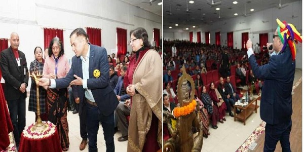 श्री गुरु राम राय विश्वविद्यालय में 2 घण्टे तक हा हा हा…., अन्तर्राष्ट्रीय लाफ्टर योग गुरु हरीश रावत ने खूब हंसाया, वर्ल्ड रिकाॅर्ड होल्डर के साथ लाफ्टर योग सैशन में लोटपोट हुए फेकल्टी और छात्र-छात्राएं