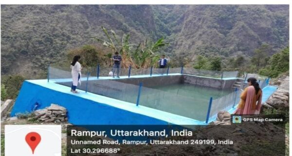 कीर्ति नगर ग्राम चिलेड़ी में सिंचाई हौज के पुनर्निर्माण से किसानों के खिले चेहरे, जिला योजना एवं प्रधानमंत्री कृषि सिंचाई योजनान्तर्गत पूराने टैंक में आर.सी.सी. लाइनिग कर सिंचाई टैंक हुआ जीर्णाेधार