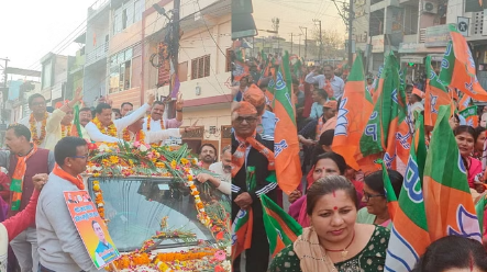 गढ़वाल लोकसभा सीट से भाजपा प्रत्याशी अनिल बलूनी ने कोटद्वार में निकाला रोड शो