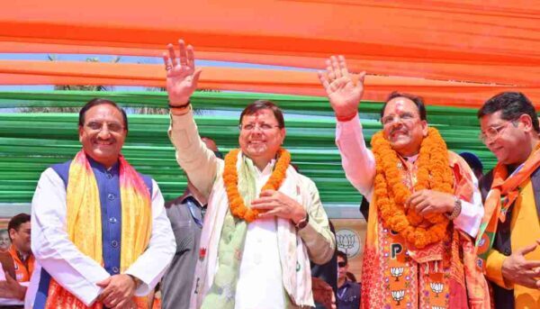 भाजपा प्रत्याशी अजय भट्ट के पक्ष में आयोजित रैली में शामिल हुए सीएम धामी, 04 जून को दीपावली मनाने की कही बात
