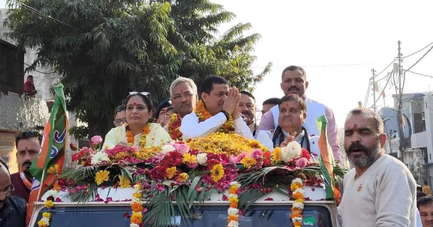 कोटद्वार पहुंचे भाजपा प्रत्याशी अनिल बलूनी, निकाला भव्य रोड शो